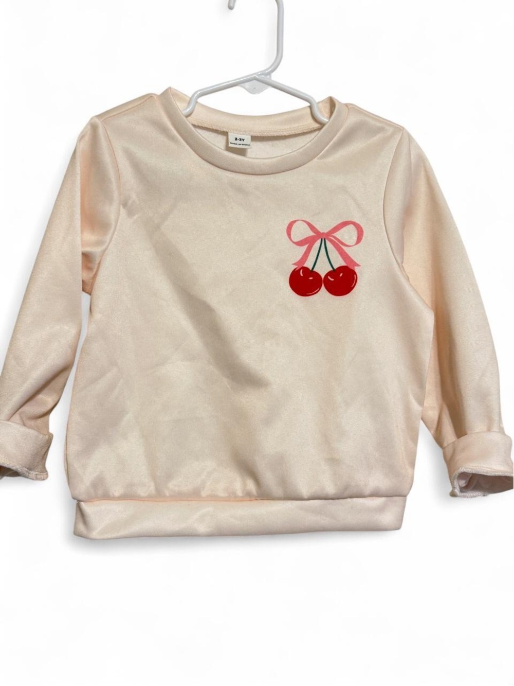 Toddler Girls 2 Pack Sweatshirt Set Size 2-3Y Coquette Leopard Bow Cherry Print